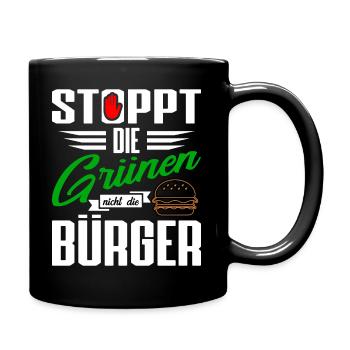Stoppt die Grünen, nicht die Burger! Wahl - Tasse einfarbig - Schwarz - Rechts