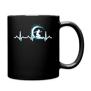 Surfer Heartbeat Surfboard Summer Surf - Tasse einfarbig - Schwarz - Rechts