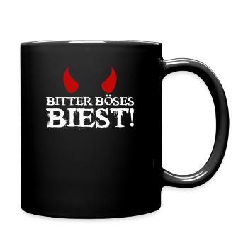 Bitter Böses Biest Lustig Fun Humor Zicke Teufel - Tasse einfarbig - Schwarz - Rechts