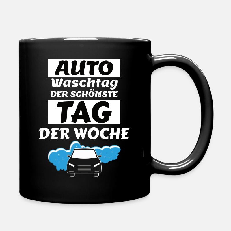 auto waschtag - Tasse einfarbig - Schwarz