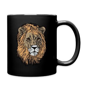 Tête de lion Afrique Animal Motif Fauve Impression Art - Mug uni - noir - Droite