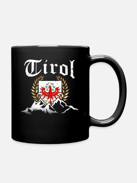 Tirol Tiroler Adler Wappen und Berge Retro Look - Tasse einfarbig - Schwarz