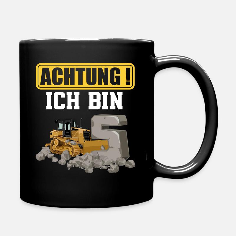 5. Geburtstag Achtung Ich Bin 5 Bagger Baustelle - Tasse einfarbig - Schwarz