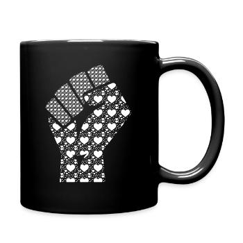 LGBTQ Black and White Hand with Hearts Symbol - Full Colour Mug - black - Right