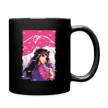 Karate Anime Girl Vaporwave Waifu Fujiyama Otaku - Tasse einfarbig - Schwarz - Rechts
