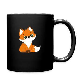 Niedlicher Fuchs mit großen Augen Fox - Tasse einfarbig - Schwarz - Rechts