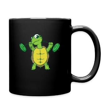 Turtle loves fitness and lifting weights - Full Colour Mug - black - Right