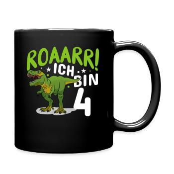 4. Geburtstag 4 Jahre Dino Dinosaurier Fan - Tasse einfarbig - Schwarz - Rechts