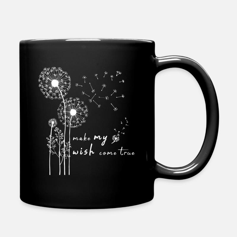 Pusteblume Blumenmotiv Glücksbringer - Tasse einfarbig - Schwarz