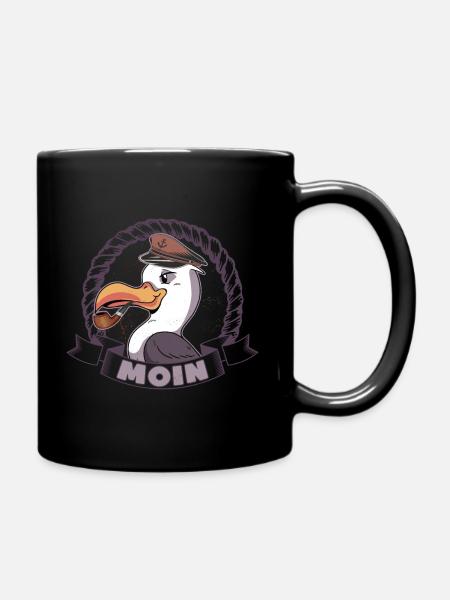 Moin Möwe Nordlichter Norddeutschland Plattdeutsch - Tasse einfarbig - Schwarz