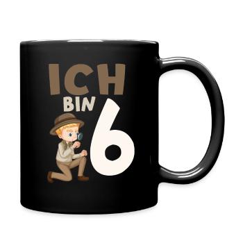 6. Geburtstag Forscher 6 Jahre Kindergeburtstag - Tasse einfarbig - Schwarz - Rechts