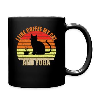 J’aime le café mon chat et le yoga - Mug uni - noir - Droite