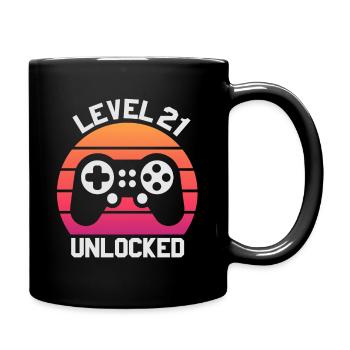 21. Geburtstagsgeschenk, 21 Jahre alt, Level 21 entsperrt - Tasse einfarbig - Schwarz - Rechts