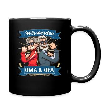 Werdende Großeltern wir werden Oma und Opa - Tasse einfarbig - Schwarz - Rechts