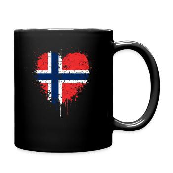 Norwegen Flagge Herz - Tasse einfarbig - Schwarz - Rechts