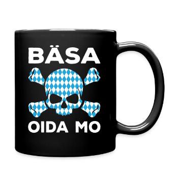 Lustige Bayrische Sprüche Totenkopf Schädel - Tasse einfarbig - Schwarz - Rechts