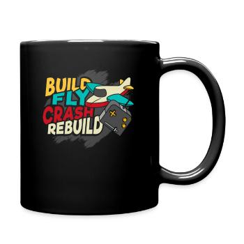 Build Fly Crash Rebuild RC Model Airplane - Full Colour Mug - black - Right