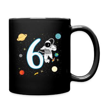 6th birthday 6 years astronaut space space - Full Colour Mug - black - Right