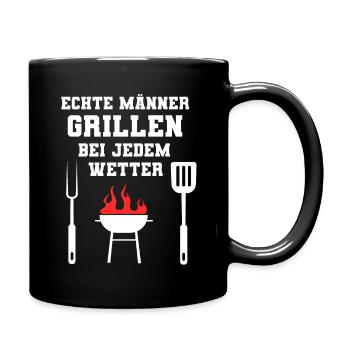 Echte Männer Grillmeister Grill Grillen Geschenk - Tasse einfarbig - Schwarz - Rechts