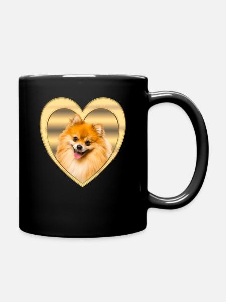 Zwergspitz - Zwergspitz Hund - Herz - Tasse einfarbig - Schwarz
