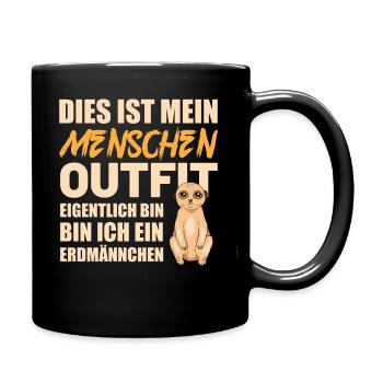 Lustiges Erdmännchen Kostüm - Tasse einfarbig - Schwarz - Rechts