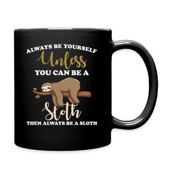 Faultier - Tasse einfarbig - Schwarz - Rechts