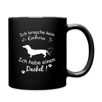 Dackel Hund - Dackel - Tasse einfarbig - Schwarz - Rechts
