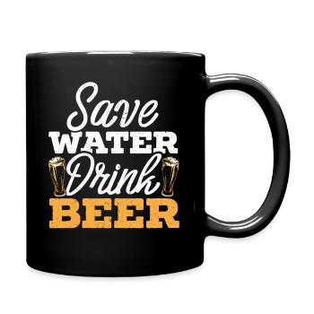 Save Water Drink Beer Biertrinker Bier Liebhaber - Tasse einfarbig - Schwarz - Rechts