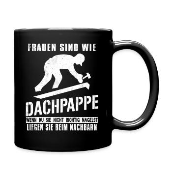 Dachdecker Dachdecken Dachspengler Dach Geschenk - Tasse einfarbig - Schwarz - Rechts