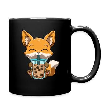 Kawaii Bubble Tea Fox Funny Boba Tea - Full Colour Mug - black - Right