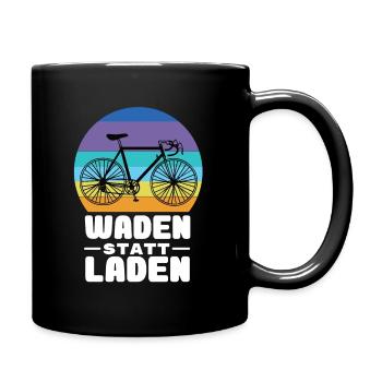 Fahrrad - Waden statt Laden - MTB Rennrad Spruch - Tasse einfarbig - Schwarz - Rechts