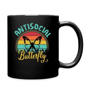 Antisocial Butterfly Retro Vintage Sunset Design - Mug uni - noir - Droite