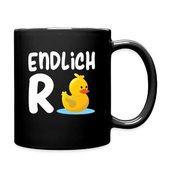 Endlich Rentnerin - Endlich Rente Ente - Tasse einfarbig - Schwarz - Rechts