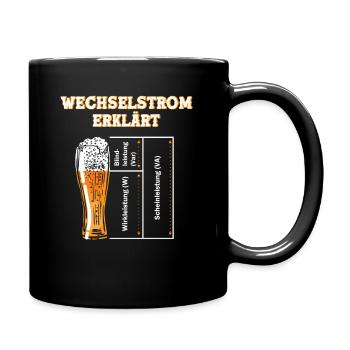 Wechselstrom Bier Elektriker Bierglas Geschenk - Tasse einfarbig - Schwarz - Rechts