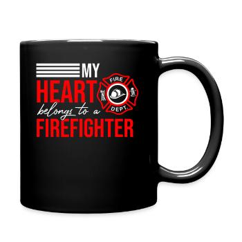 My Heart Belongs To A Firefighter Wife Fireman Fir - Mug uni - noir - Droite