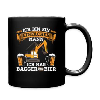 Baggerfahrer | Baggerführer Bagger Geschenk - Tasse einfarbig - Schwarz - Rechts