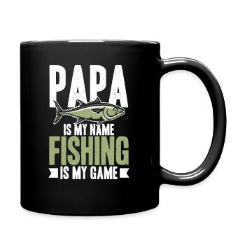 Papa is my name fishing is my game fête des pères Pêche - Mug uni - noir - Droite