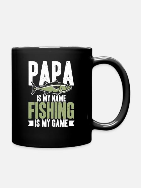 Papa is my name fishing is my game Father's Day fishing - Full Colour Mug - black