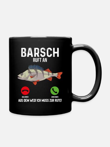 Barsch Angeln - Tasse einfarbig - Schwarz