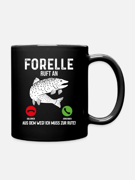 Forelle Angeln - Tasse einfarbig - Schwarz