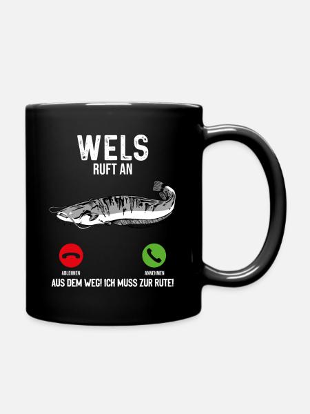 Wels Angeln - Tasse einfarbig - Schwarz