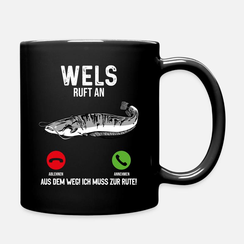 Wels Angeln - Tasse einfarbig - Schwarz