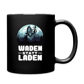 Fahrrad - Waden statt Laden - MTB Rennrad Spruch - Tasse einfarbig - Schwarz - Rechts