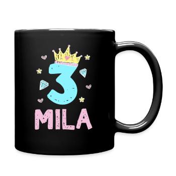 3. Geburtstag Mila Ich Bin 3 Jahre Prinzessin - Tasse einfarbig - Schwarz - Rechts