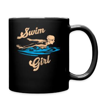 Nageur natation fille - Mug uni - noir - Droite