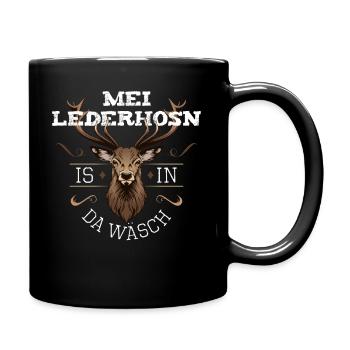 Mei Lederhosn is in da Wäsch Ersatz Lederhose - Tasse einfarbig - Schwarz - Rechts