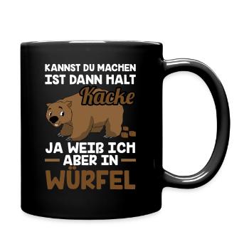 Wombat Würfel Kot - Tasse einfarbig - Schwarz - Rechts