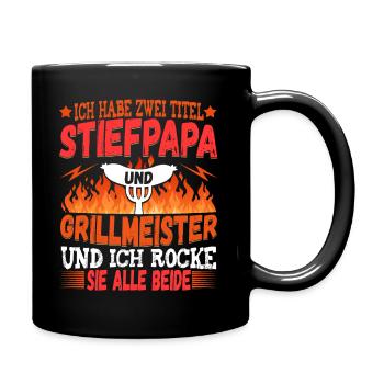 Stiefpapa Griller Grillen - Tasse einfarbig - Schwarz - Rechts