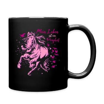 Mein Leben ist ein Ponyhof Pferde Motiv Mädchen - Tasse einfarbig - Schwarz - Rechts