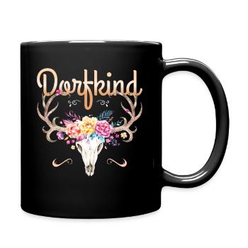 Dorfkind Hirsch Geweih Dorf Kind Blumen Süß Land - Tasse einfarbig - Schwarz - Rechts
